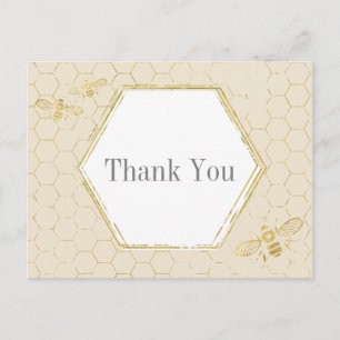 Carte Postale Honey Bee Crème or Motif Merci