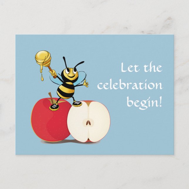 Carte Postale Honeybee Apple Rosh HaShana (Devant)