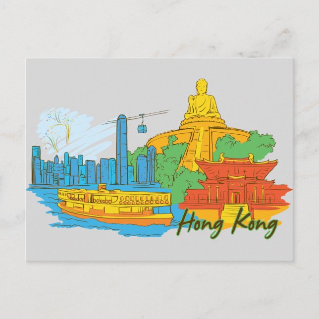 Carte Postale Hong Kong, Chine Célèbre Ville (Devant)