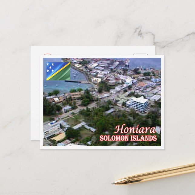 Carte Postale Honiara - Vue aérienne - Îles Salomon - (Devant/Arrière en situation)
