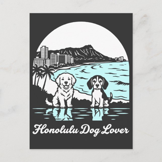Carte Postale Honolulu City Hawaii Dog Lover (Devant)