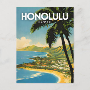 Carte Postale Honolulu Hawaii Nostalgic Travel Art