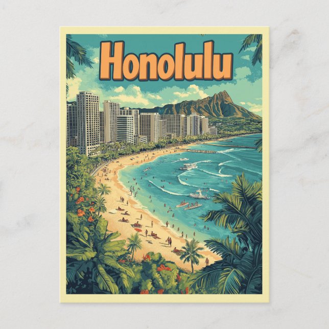 Carte Postale Honolulu - Plage urbaine d'Hawaii (Devant)