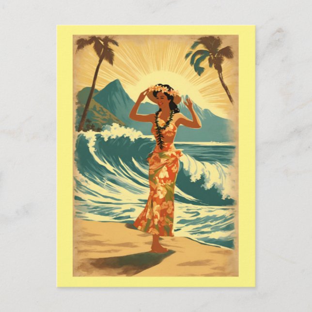 Carte Postale Honolulu vintage Hawaii Mid-Pacific Travel (Devant)