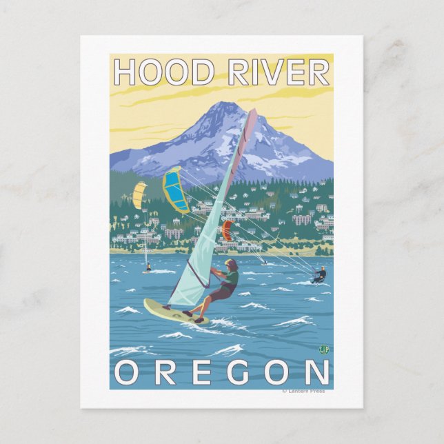 Carte Postale Hood River, ORWind Surfers & Kite Boarders (Devant)