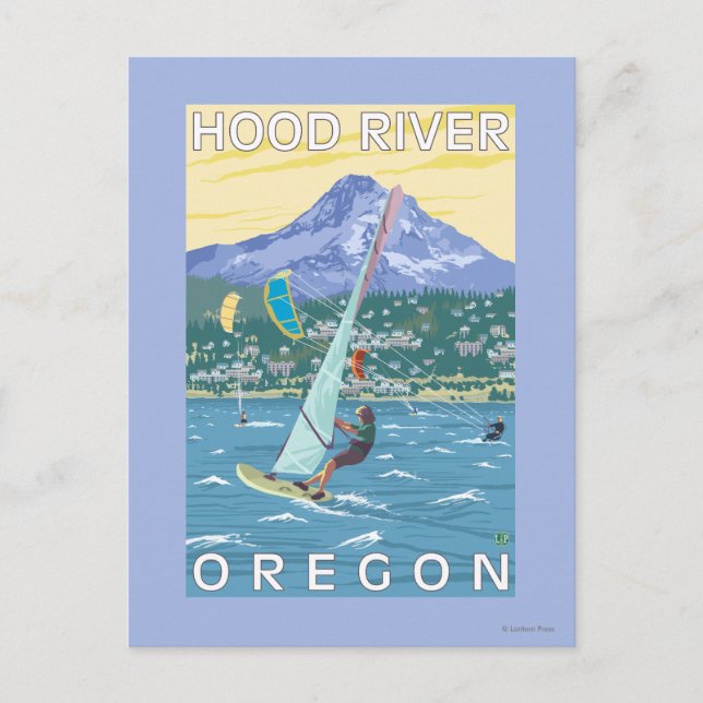 Carte Postale Hood River, ORWind Surfers & Kite Boarders (Devant)