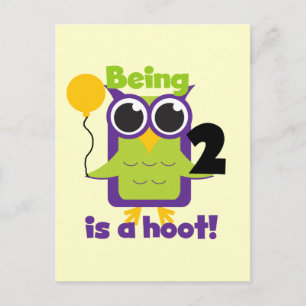 Carte Postale Hoot Owl 2e anniversaire T-shirts et cadeaux