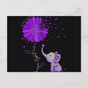 Carte Postale Hope Fight Cute Elephant Alzheimer's Purple Ribbon
