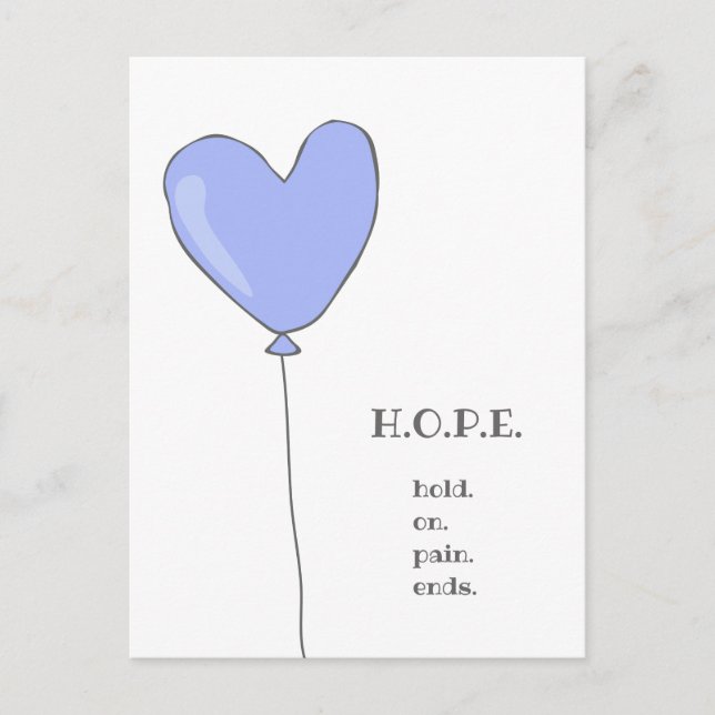 Carte Postale Hope - Lilac Balloon avec une citation motivante d (Devant)