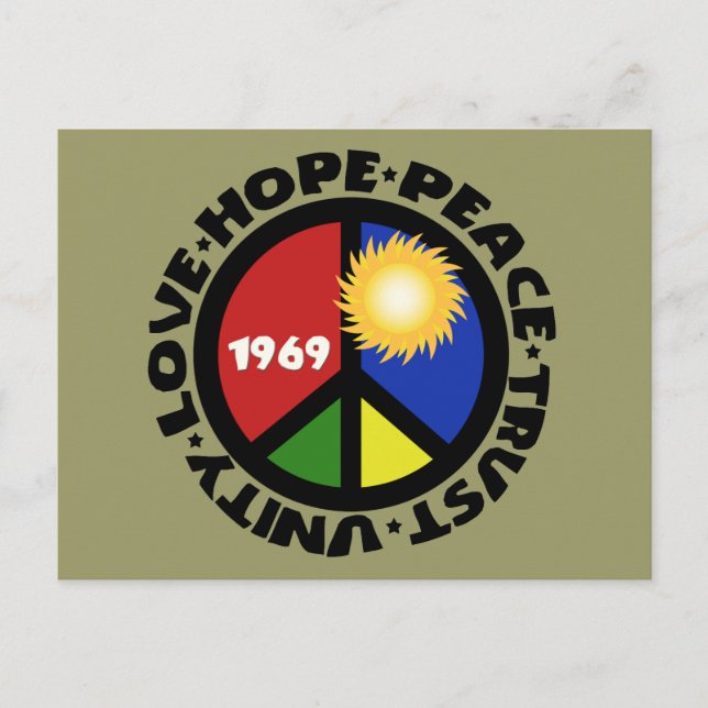 Carte Postale Hope Peace Love Trust Unity (Devant)