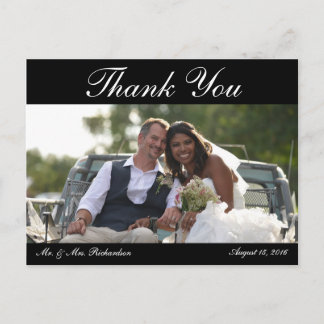 Carte Postale Horiz. Merci photo de mariage personnalisé B&W