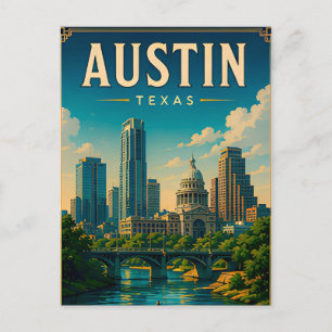 Carte Postale Horizon d'Austin Texas et front de rivière