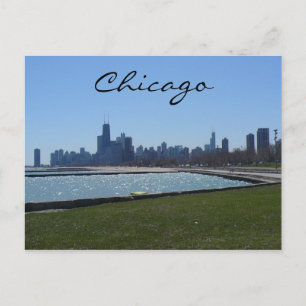 Carte Postale horizon de chicago bleu