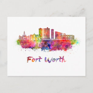 Carte Postale Horizon Fort Worth V2 en aquarelle