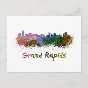 Carte Postale Horizon Grand Rapids en aquarelle
