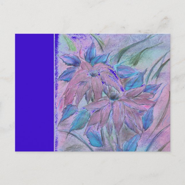 Carte postale horizontale rose Poinsetta (Devant)