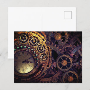 Carte Postale Horloge à vapeur engrenages