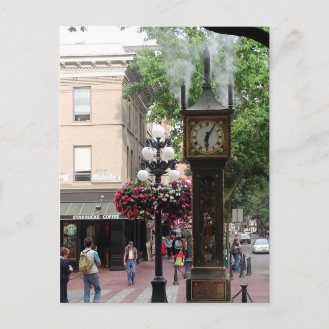 Carte Postale Horloge à vapeur Gastown/Salutations de BC, Canada (Devant)