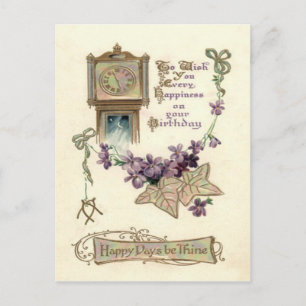 Carte Postale Horloge Grand-Père Oubliez-Moi Pas Feuilles