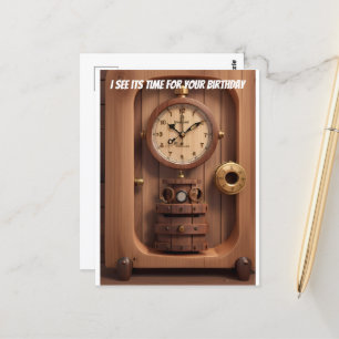Carte Postale Horloge Je vois son heure pour ton anniversaire