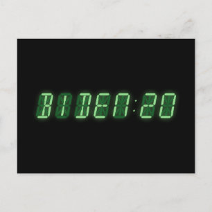 Carte Postale Horloge numérique Joe Biden 2020