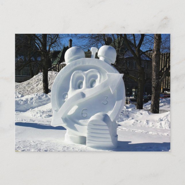 Carte Postale Horloge Sculpture de neige, Québec, Canada (Devant)