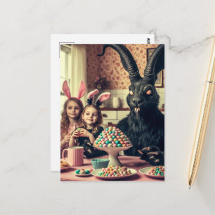 Carte Postale Horreur à la table de Pâques