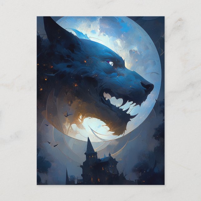 Carte Postale Horreur de l'Imaginaire noir du loup-garou (Devant)