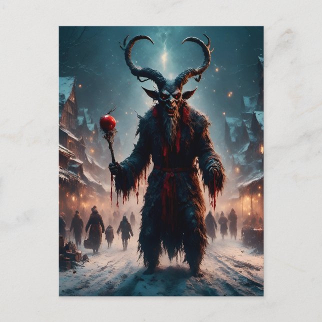 Carte Postale Horreur de Noël Krampus effrayant (Devant)
