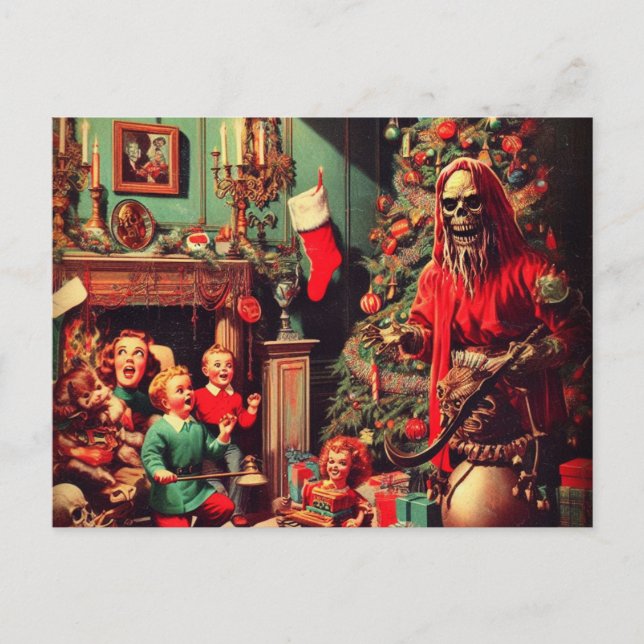 Carte Postale Horreur Éffrayant Noël Retro Portrait de famille (Devant)