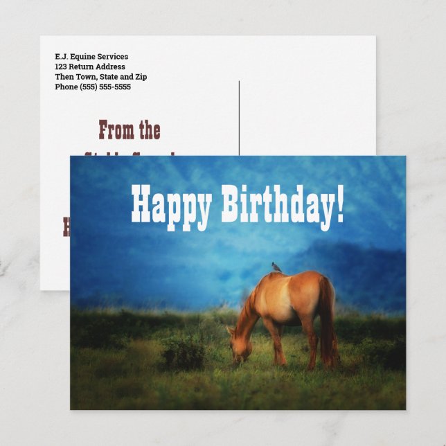 Carte Postale Horse Business ou Vet Office du Groupe Anniversair (Devant / Derrière)