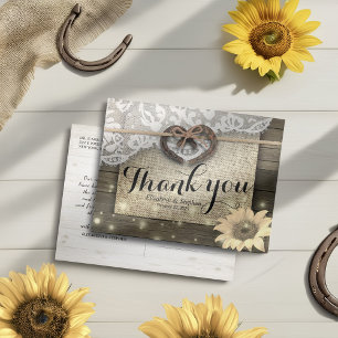 Carte Postale Horseshoe Tournesol Pays Mariage bois Merci