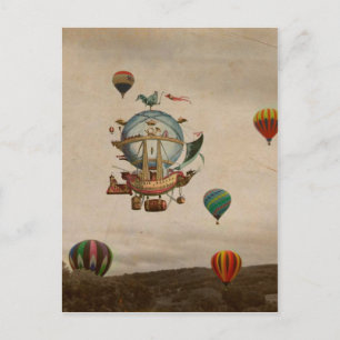 Carte Postale Hot Air Balloon, La Minerve 1803  travel in style