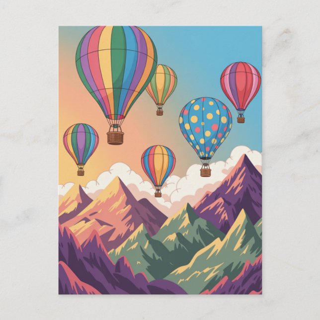 Carte Postale Hot air balloons over mountains Puzzle (Devant)