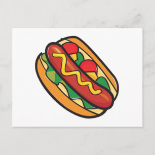 Carte Postale hot dog à bun