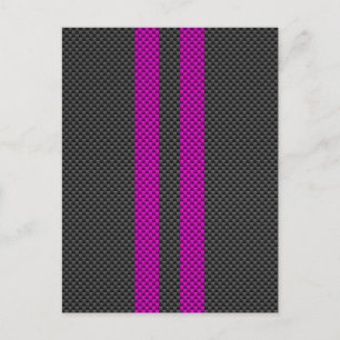 Carte Postale Hot Fuchsia Pink Racing Stripes Carbon Fiber Style