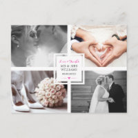 Hot rose Heart Mariage Photo Collage Amour & Merci