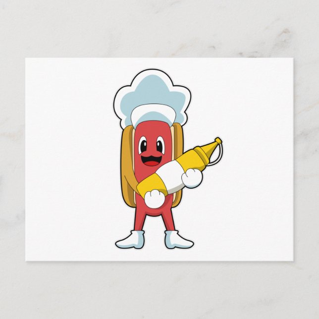 Carte Postale Hotdog avec moutarde (Devant)