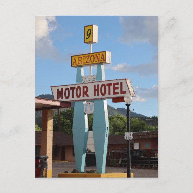 Carte Postale Hôtel Arizona Motor sur la Route 66 (Devant)