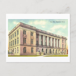 Carte Postale Hôtel de ville à Charlotte, Caroline du Nord, Vint