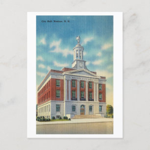 Carte Postale Hôtel de ville à Nashua, New Hampshire, Vintage vo