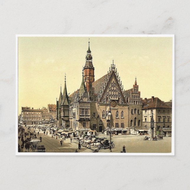 Carte Postale Hôtel de ville de l'est, Breslau, Silésie, Allemag (Devant)