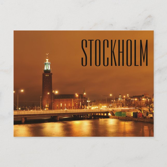 Carte Postale Hôtel de ville de Stockholm, Suède (Devant)
