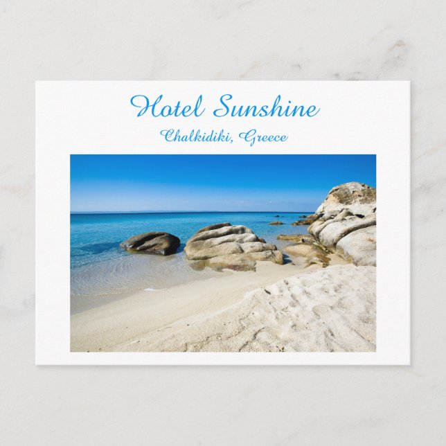 Carte Postale Hotel Greece Belle photo de plage avec texte Postc (Devant)