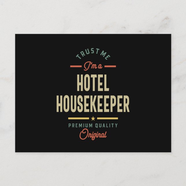 Carte Postale Hotel Housekeeper Job Title Cadeau (Devant)