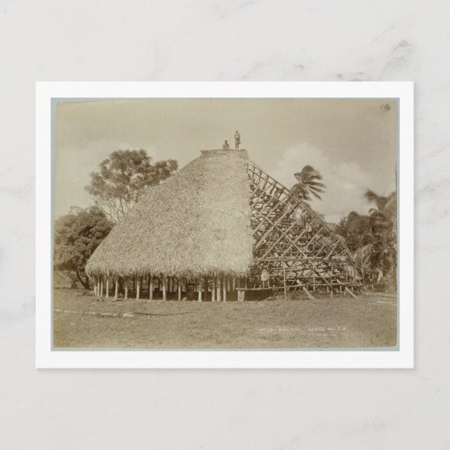 Carte Postale House building à Samoa, c.1875 (sepia photo) (Devant)