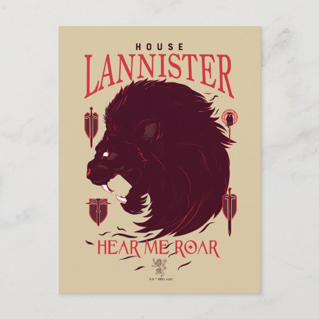 Carte Postale House Lannister - Entendez-Moi Rugir (Devant)