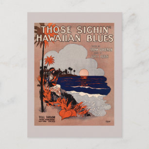 Carte Postale Housse musicale Vintage Hawaii blues 1916