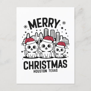 Carte Postale Houston City Texas Merry Christmas Cats USA