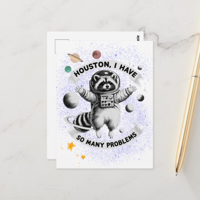 Carte Postale Houston, J'Ai Tant De Problèmes (Devant/Arrière en situation)